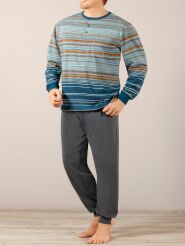  Hajo Schlafanzug langer Arm 53546 Farbe Blaugrün